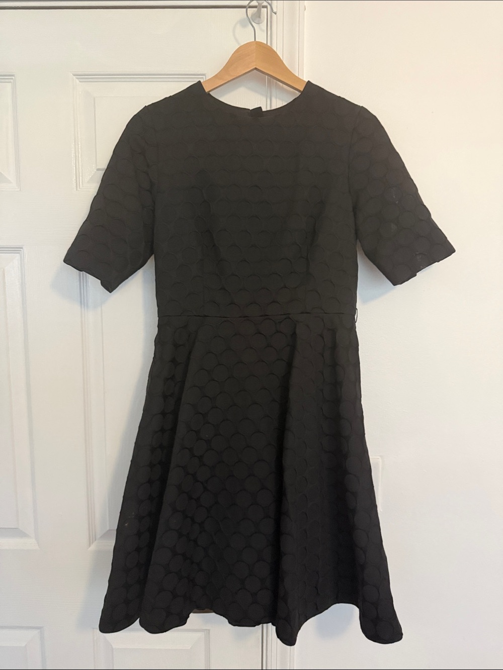 Ted Baker London Black Textured Fit-and-Flare Midi Dress